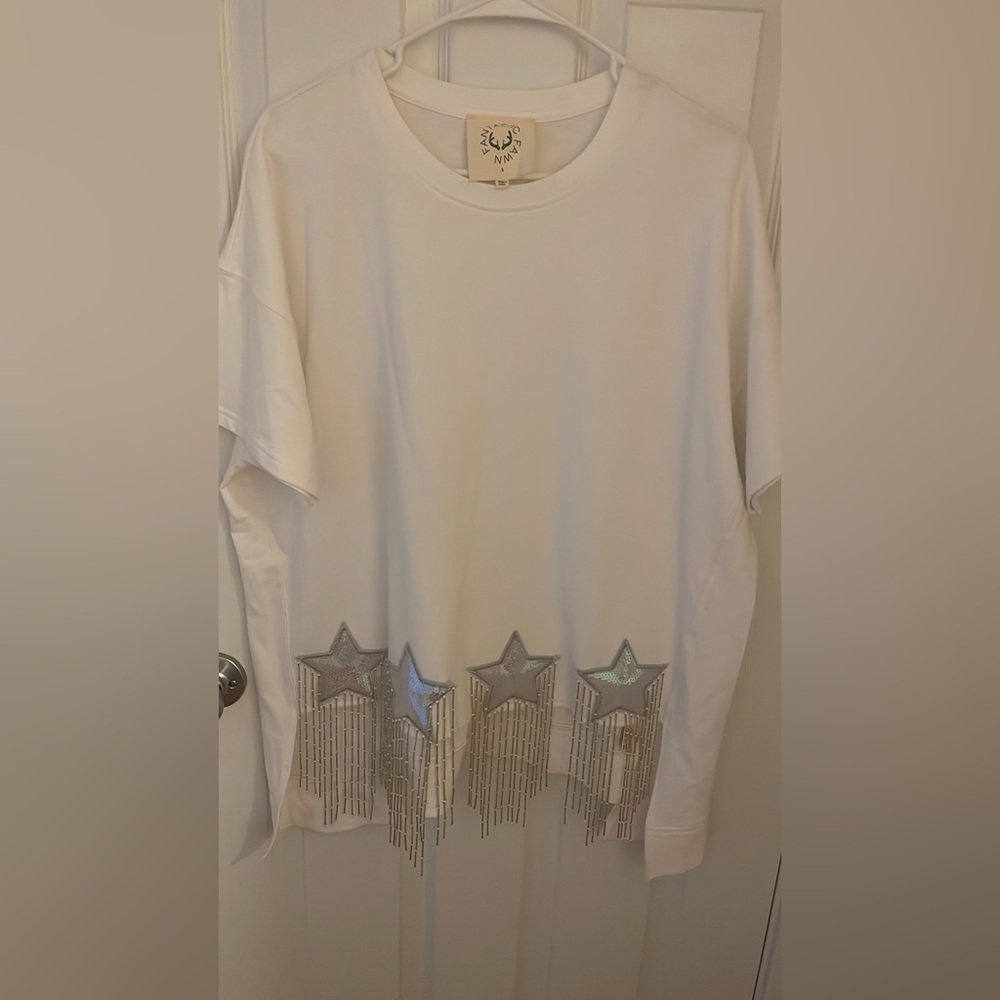 White Top with Silver Star Accents